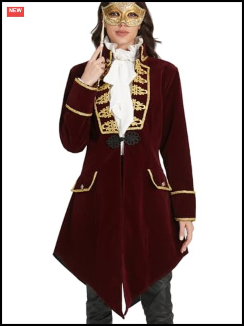 Victorian Gothic Velvet Tailcoat Masquerade Costume Jacket Long Sleeve
